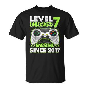 7 Year Old Boy Video Gamer Awesome Since 2017 7Th Birthday T-Shirt - Seseable