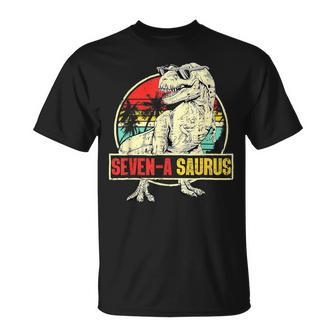 7 Year Old Dinosaur Birthday 7Th T Rex Dino Seven Saurus T-Shirt | Mazezy CA
