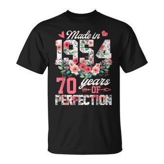 70Th Birthday Born In 1954 Floral 70 Year Old Girls T-Shirt - Thegiftio UK