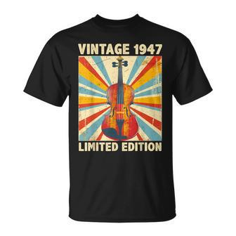 77 Years Old Vintage 1947 Voilin Lover 77Th Birthday T-Shirt - Monsterry
