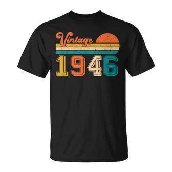 77Th Birthday Retro Vintage Born In 1946 Birthday T-Shirt - Monsterry