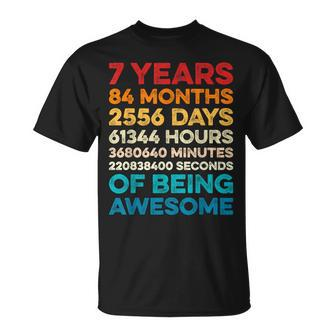 7Th Birthday 7 Years Of Being Awesome Vintage 7 Years Old T-Shirt - Seseable