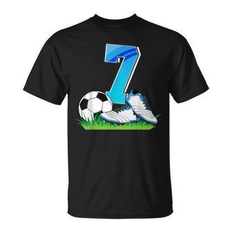 7Th Birthday Football Soccer 7 Years Old Boys T-Shirt - Seseable