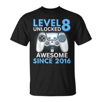 8 Year Old Birthday Eight Gamer 8Th Birthday Boy T-Shirt - Seseable