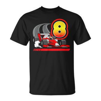 8 Year Old Toddler Boy Formula Race Car 8Th Birthday T-Shirt - Monsterry