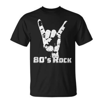 80S Rock N Roll Band Hand Horns Vintage Style T-Shirt - Monsterry CA