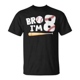 8Th Birthday Boy Bro I'm 8 Year Old Baseball Theme T-Shirt - Seseable