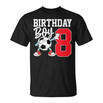 8Th Birthday For Boys Football Soccer Eight Year 8 Old T-Shirt - Seseable