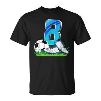 8Th Birthday Football Soccer 8 Years Old Boys T-Shirt - Seseable