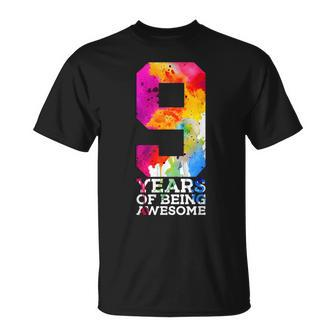 9 Years Of Being Awesome 9Th Birthday T-Shirt - Seseable