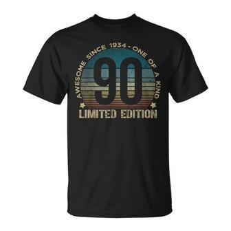 90Th Birthday 90 Year Old Vintage 1934 Limited Edition T-Shirt - Monsterry DE