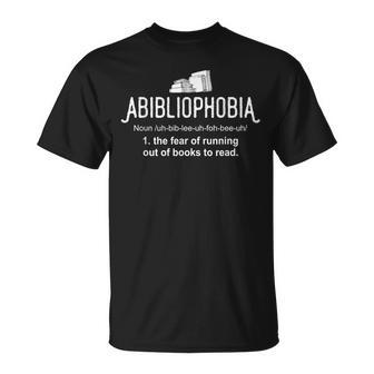 Abibliophobia Definition Librarian Reading Books Lover T-Shirt - Monsterry AU