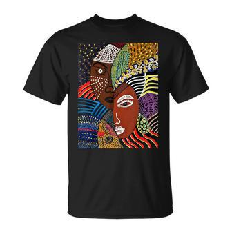 Abstract Brown Skin African American Tribal Mask Black T-Shirt - Thegiftio