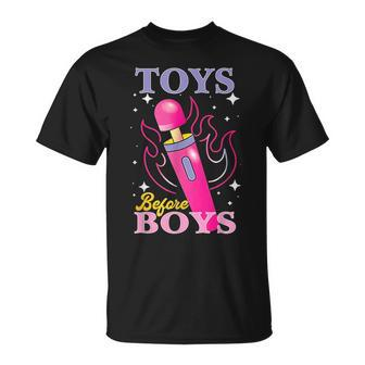 Adult Humor Saying Toys Before Boys T-Shirt | Mazezy CA