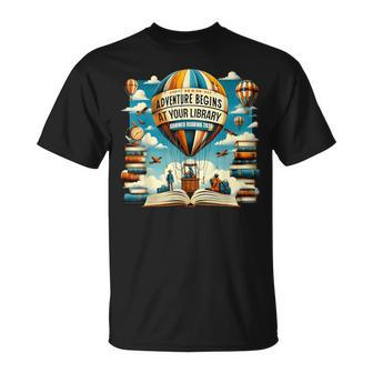 Adventure Begins At Your Library Summer Reading Hot Balloon T-Shirt - Monsterry AU