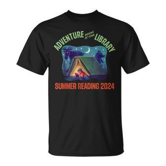 Adventure Begins At Your Library Summer Reading Program 2024 T-Shirt - Monsterry