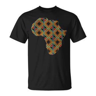 Africa Map Kente Pattern Blue African Ghana Style Ankara T-Shirt - Monsterry CA