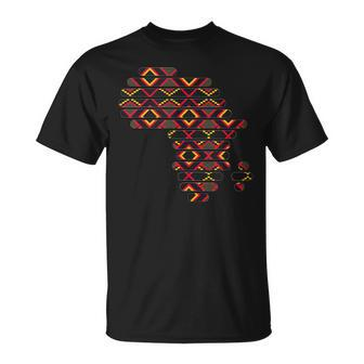 Africa Map Kente Pattern Dark Ghana Style West African Print T-Shirt - Monsterry CA