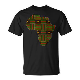 Africa Map Kente Pattern Green African Ghana Style Ankara T-Shirt - Monsterry