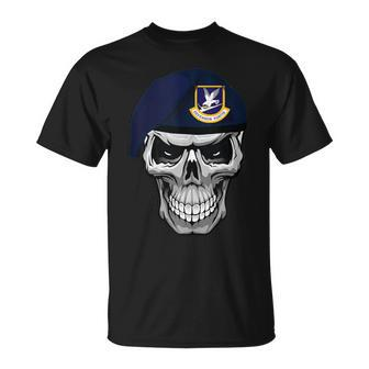 Air Force Security Forces Defender Skull Beret T-Shirt - Monsterry