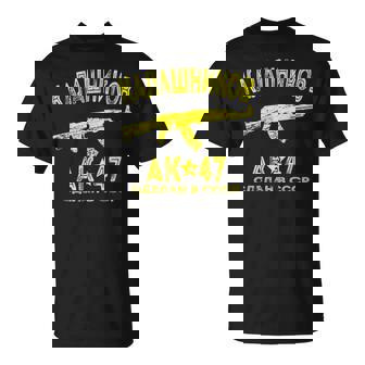 Ak-47 Kalashnikov Regalo Para Amantes De Pistola Texto Ruso Camiseta unisex - Regaloses