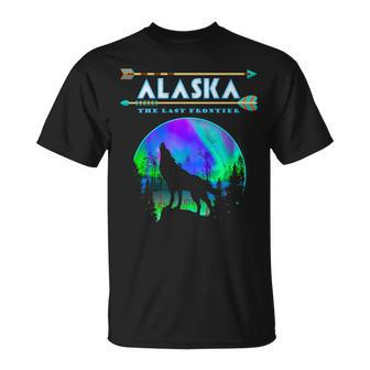 Alaskan Wolf Alaska State Pride Alaska Northern Lights T-Shirt - Monsterry CA