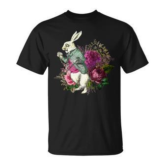 Alice Wonderland Rabbit Pocket Watch T-Shirt - Seseable