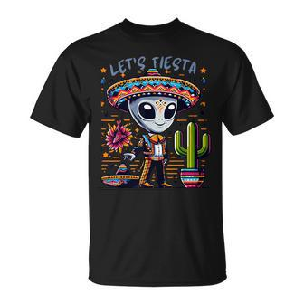 Alien Poncho Cinco De Mayo Outfit Mexican Alien Let's Fiesta T-Shirt - Seseable
