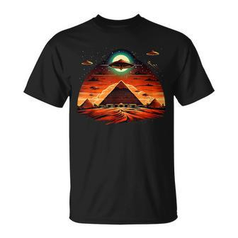 Aliens Space Ufo Ancient Egyptian Pyramids Science Fiction T-Shirt - Monsterry DE