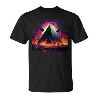 Aliens Space Ufo Ancient Egyptian Pyramids Science Fiction T-Shirt | Mazezy AU