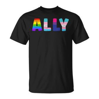 Ally Gay Pride Rainbow Transgender Flag Lgbtq Support T-Shirt - Monsterry