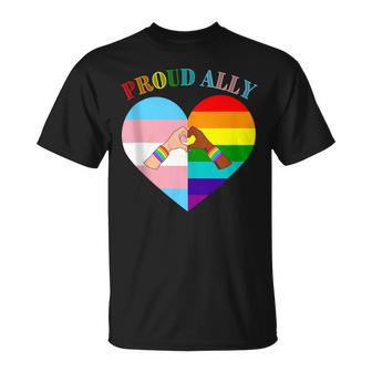 Ally Rainbow Flag Heart Lgbt Gay Lesbian Support Pride Month T-Shirt - Monsterry DE