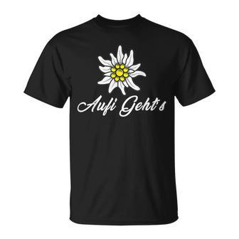 Alpen Edelweiss Aufi Gehts In Die Schweiz Alpenblume Tirol T-Shirt - Seseable