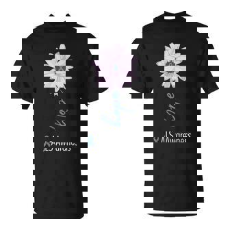 Als Awareness Month Blue Sunflower Ribbon Als Warrior T-Shirt - Seseable