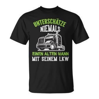 Alter Trucker Mann & Sein LKW Schwarz T-Shirt, Trucker-Leben Motiv - Seseable