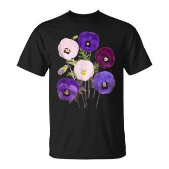 Alzheimer Purple Floral Pansy Dementia Alzheimer's Awareness T-Shirt - Seseable