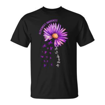 Alzheimer's Awareness Sunflower Purple Ribbon Support Womens T-Shirt - Monsterry CA
