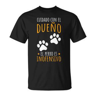 Amante Perros Cuidado Con El Dueño El Perro Es Inofensivo Camiseta unisex - Regaloses