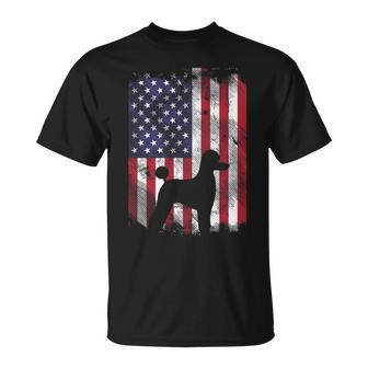 America Flag Poodle Vintage Patriotic Dog Lover Owner T-Shirt | Mazezy