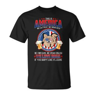 America We Love Dogs Chihuahua Dog And Beer 4Th Of July T-Shirt - Monsterry