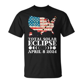 America Totality Total Solar Eclipse April 8 2024 Usa Map T-Shirt - Monsterry CA