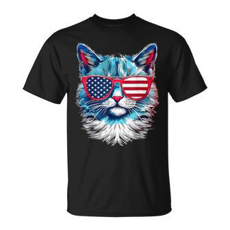 American Cat Sunglasses Usa Flag 4Th Of July Memorial Day T-Shirt - Monsterry CA