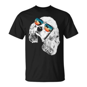 American Cocker Spaniel With Glasses Sunglasses Retro Style T-Shirt | Mazezy