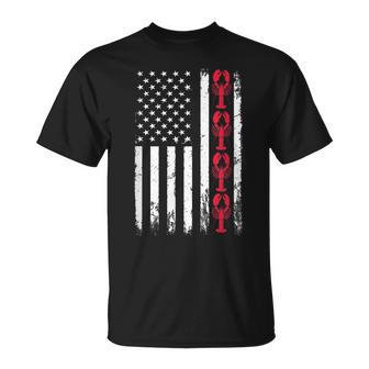 American Crayfish Outfit Louisiana Crawfish Usa Flag T-Shirt - Monsterry