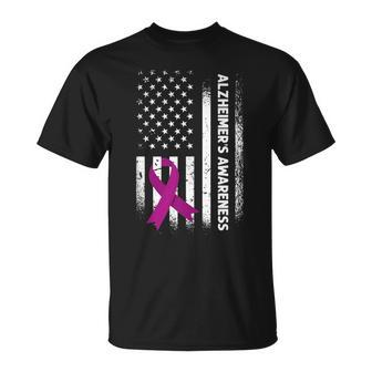 American Flag Alzheimer's Disease Dementia T-Shirt - Monsterry