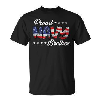 American Flag Bold Proud Navy Brother T-Shirt - Monsterry DE