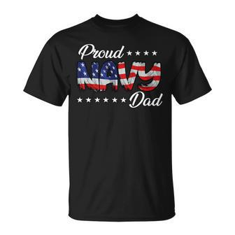 American Flag Bold Proud Navy Dad T-Shirt - Monsterry AU