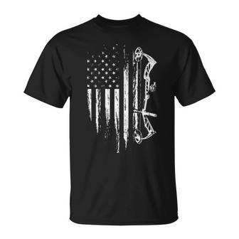 American Flag Bowhunting Bow Archery For Deer Hunter T-Shirt | Mazezy