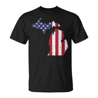 American Flag Fourth Of July 4Th Michigan Usa T-Shirt - Monsterry