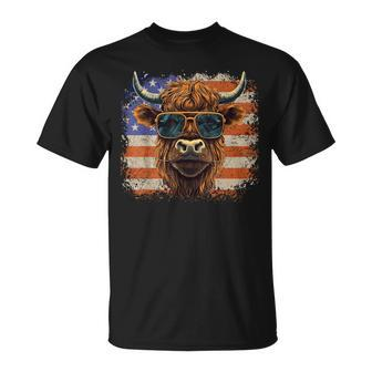 American Flag Highland Cow-Fourth Of July Cow Lover Cool T-Shirt - Monsterry